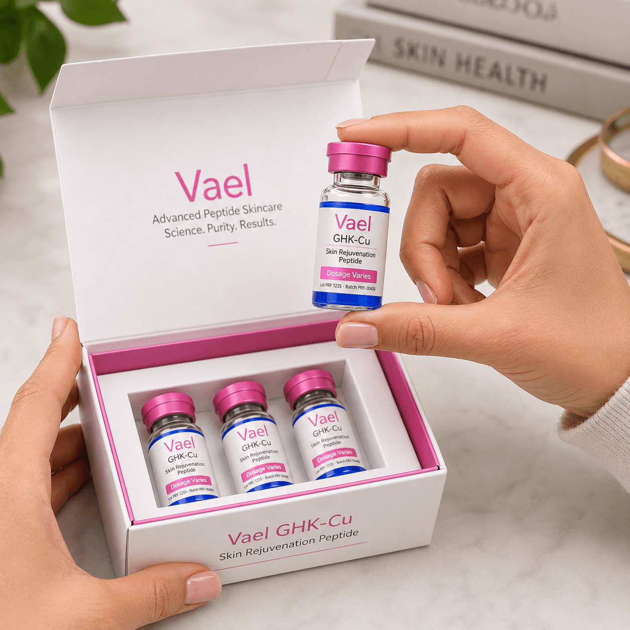 Vael GHK-Cu kit with three vials in a branded box
